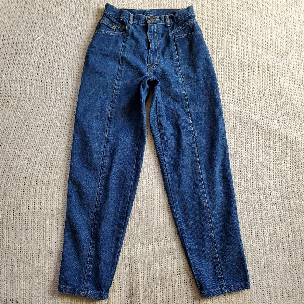 Vintage Middy British Raj Juniors 9 Denim Blue Jeans Tapered Leg High 27" Waist